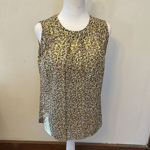 Michael Michael Kors Gold and Black Sleeveless blouse Size M EUC - Picture 2 of 9